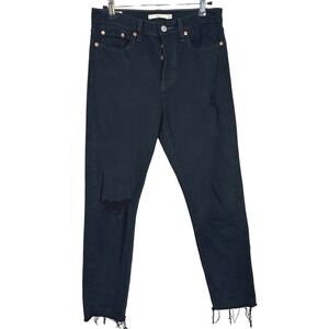 Levi's Wedgie‎ Ankle Jeans Size 26  Destructed Finish in Black Button Fly